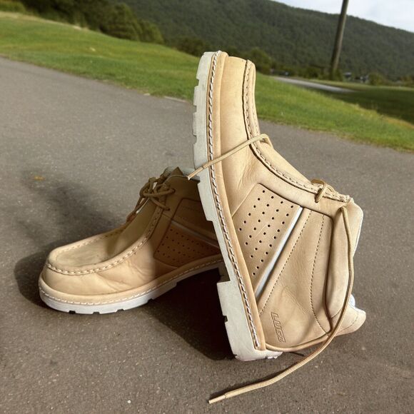 Lugz Lace Up Boots Chukka Style Men's Size 12 Leather Work Boots Tan Vtg - Picture 1 of 8